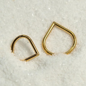 16G Chevron Pear Clicker Hoop Septum Ring Surgical Steel Nose Ring Septum Piercing Cartilage Gold Silver Daith Hoop Helix Hoop Hinged S22-2