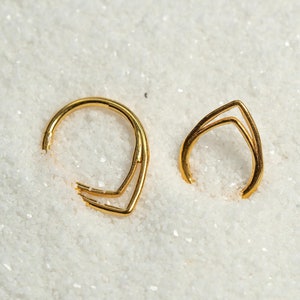 16G Double Hoop Layered Pear Shape Clicker Hoop Septum Ring Titanium Nose Ring Septum Piercing Cartilage Gold Silver Daith Helix Hinge S22-9