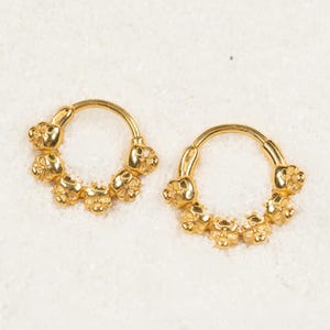 16G Tiny Skulls Clicker Hoop Septum Ring Titanium Nose Ring Septum Piercing Cartilage Gold Silver Daith Hoop Helix Hoop Hinged S30-14