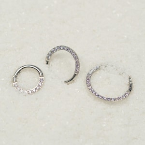 16G Lavender Clicker Hoop Septum Ring Titanium Nose Ring Septum Piercing Cartilage Gold Silver Daith Hoop Helix Hoop Hinged S26-20