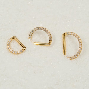 Aro de titanio con forma de D de 16 g para tabique nasal, piercing para tabique nasal, cartílago, aro Daith dorado y plateado, aro helicoidal con bisagras S23-27