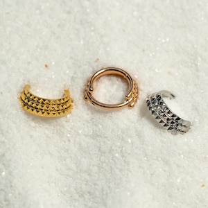 16G Layered Stacked Clicker Hoop Septum Ring Surgical Steel Nose Ring Septum Piercing Cartilage Gold Silver Daith Helix Hoop Hinged S21-7