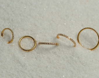 18G Thin Clicker Hoop Nose Ring Nose Hoop Gold Silver Titanium Seamless Hinged Segment Cartilage Septum Piercing Hoop Helix Conch S27-35