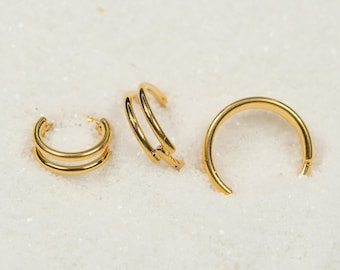 16G ソリッド ダブルクリッカー フープ コンク イヤリング セプタムリング チタン ノーズリング セプタムピアス 軟骨 ゴールド シルバー ヘリックスフープ ヒンジ付き S25-4