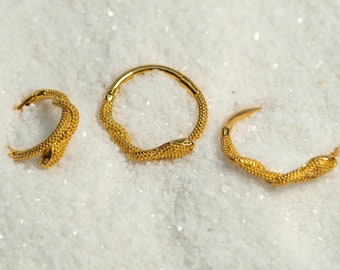 16G Snake Clicker Hoop Conch Earring Septum Ring Titanium Nose Ring Septum Piercing Cartilage Gold Silver Helix Hoop Hinged S27-9