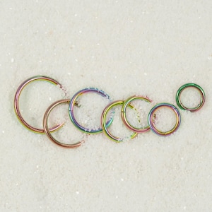 20G 18G 16G Rainbow Clicker Hoop Nose Ring Titanium Seamless Hinged Segment Cartilage Hoop Septum Piercing Cartilage Hoop Helix Conch