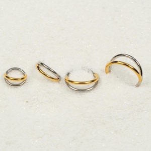 Anneau de septum double cerceau clicker en or argent 16G Anneau de nez en acier chirurgical Piercing de septum Cartilage Daith Hoop Helix Hoop articulé S24-36