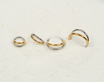 16G Gold Silver Double Hoop Clicker Hoop Septum Ring Surgical Steel Nose Ring Septum Piercing Cartilage Daith Hoop Helix Hoop Hinged S24-36
