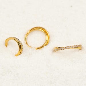 16G Overlapping Paved Double Clicker Hoop Septum Ring Titanium Nose Ring Septum Piercing Cartilage Gold Silver Daith Helix Hinged S30-17