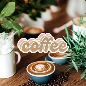 Pegatina con la palabra “café”