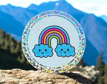 Rainbow glitter sticker