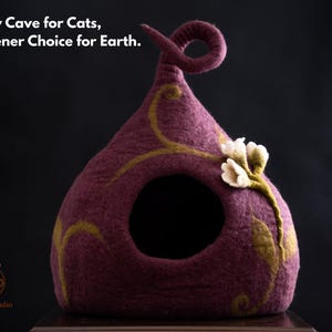 handmade felt woolen catcave, made in nepal by women artisans