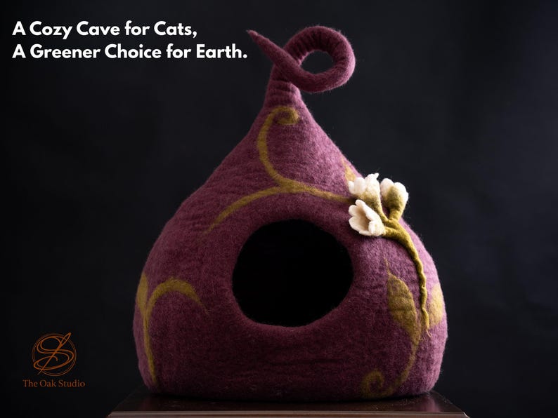 handmade felt woolen catcave, made in nepal by women artisans