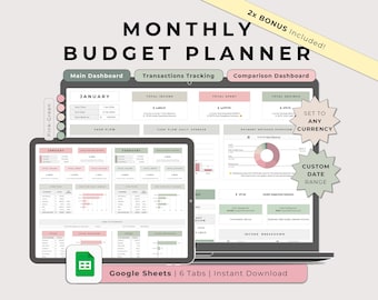 Budgetplanner Google Spreadsheets roze groen, maandsalaris Tweewekelijks wekelijks budgetplan Spreadsheet, inkomsten en uitgaven Besparingen bijhouden Budgettering