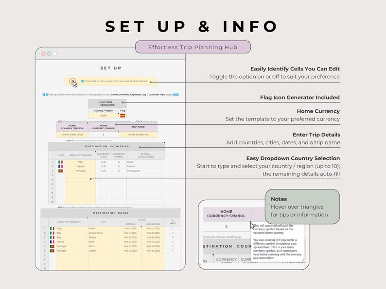 Ultimate Travel Planner Google Sheets Lavender, Trip Budget Expenses ...