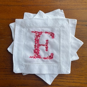 Carta floral personalizada, elegante regalo bordado, paquete de 4