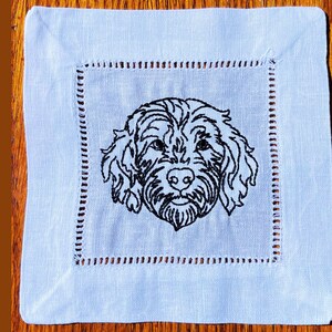 Dog Lover's Delight: Doodle Embroidered Cocktail Napkins - 4 Piece Set