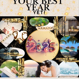 2025 Vision Board Templates | Editable Canva Templates | 5 Unique Designs for Goal Setting & Manifestation- Set #1