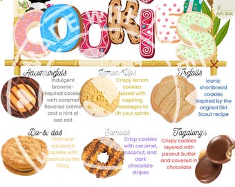 2025 Girl Scout-menuposter met koekjes voor uitverkoop| Digitale download | Inclusief pdf en jpeg