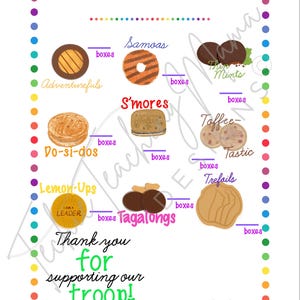 Tracker dei biscotti delle Girl Scout disegnato a mano / Registro di inventario e distribuzione stampabile / PDF + PNG / 3 dimensioni
