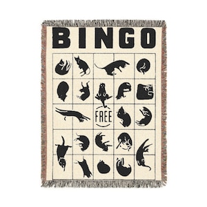 Cat Bingo Blanket - NO AI - 100% Cotton Woven Blanket