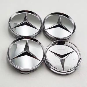 Set of 4 75mm Wheel Center Caps Hubcaps Emblem Glossy Silver for Mercedes Benz, No Customs Fees (U.S.)