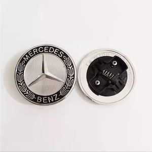57mm Mercedes Hood Emblem Black Bonnet Badge, Mercedes Acessories, No Customs Fees (U.S.)