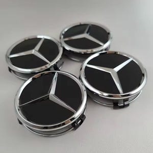Mercedes Benz Wheel Center Caps: Black Alloy, 75mm (Set of 4), No Customs Fees (U.S.)