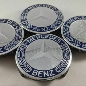 Set of 4 Mercedes Benz Hubcaps 75mm, Wheel Center Caps, Replacement Emblems