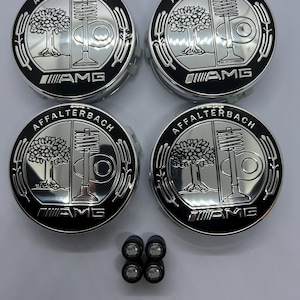 Set of 4 75MM Affalterbach AMG Wheel Center Caps Hubcaps With Matching Tire Valves for Mercedes-Benz, No Customs Fees (U.S.)