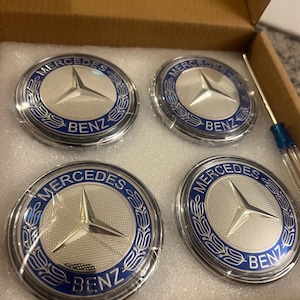 Mercedes Floating Wheel Center Caps - 75mm Set, No Customs Fees (U.S.)