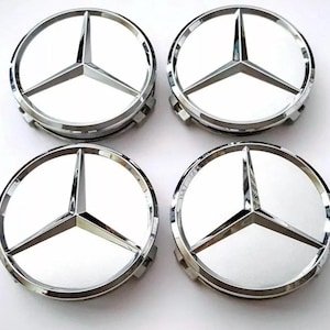 Set of 4 75mm Wheel Center Caps Hubcaps Silver for Mercedes Benz, No Customs Fees (U.S.)