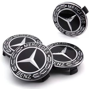 Set of 4 75mm Wheel Center Caps Hubcaps Black for Mercedes Benz, No Customs Fees (U.S.)