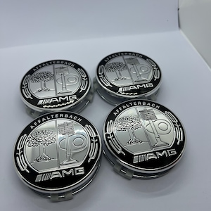 Set of 4 75MM AMG Affalterbach Wheel Center Caps Hubcaps for Mercedes-Benz, No Customs Fees (U.S.)
