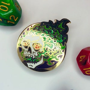 On Fire! - Enamel Pin - Dungeons and Dragons Pin - DnD Pin - Flaming Skull, monster, d20, dnd, dice, geek, gift, tabletop, rpg, lapel, lich