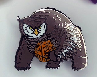 Hoot! - Enamel Pin - Dungeons and Dragons Pin - DnD Pin - Owlbear, Owl, Bear, d20, dnd, dice, geek, gift, tabletop, rpg, lapel, monster