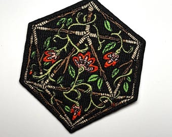 Folk D20  - Patch - dragon, dnd, folklore, folk art, dice, d20, ttrpg, rpg, magic, magical, accessory, embroidered