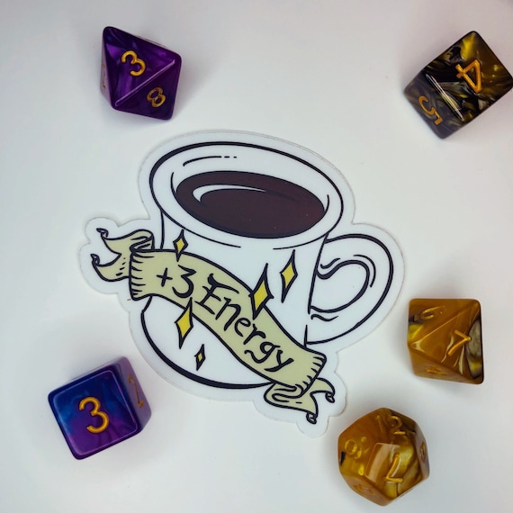 Energy Modifier - Sticker - Coffee, dungeons and dragons, tabletop, java, mug, energy, stat, geek, gift, magic, fun, decal, vinyl