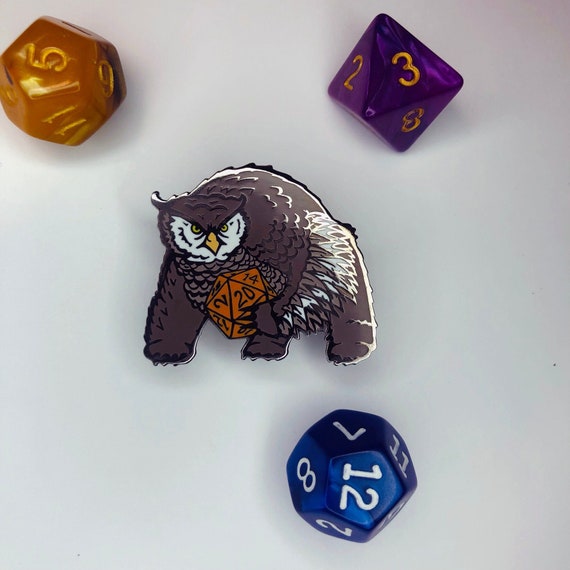 Hoot! - Enamel Pin - Dungeons and Dragons Pin - DnD Pin - Owlbear, Owl, Bear, d20, dnd, dice, geek, gift, tabletop, rpg, lapel, monster