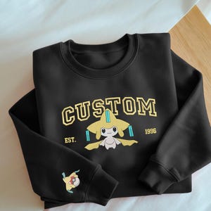 Embroidery Custom Jirachy Sweatshirt, Custom Name Shirt, Embroidery Anime Tshirt, PKM University, Anime Shirt, Unisex Shirt