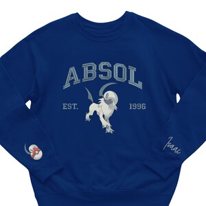 Custom PKM Abso Embroidered Sweatshirt, Custom Name on Sleeve, Embroidery Anime Tshirt, PKM University, Anime Unisex Shirt