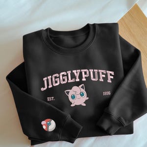 Embroidery Custom Jiglypuf Sweatshirt, Custom Name Shirt, Embroidery Anime Tshirt, PKM University, Anime Shirt, Unisex Shirt