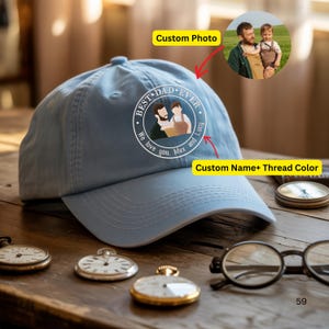Custom Portrait Embroidered Dad Hat Using Photo, Father&#39;s Day Gift For Dad, Custom Dad Photo Hat Gift For Him, Best Dad Ever Embroidery Hat