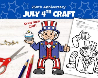 250th anniversary usa crafts printable, 250th anniversary craft ideas, 250th anniversary kids craft, 250th Craft, Semiquincentennial crafts
