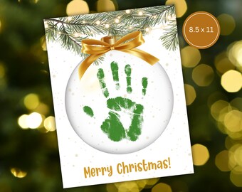 Manualidad con huella de mano para recuerdo navideño - Adorno