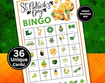 St. Patricks Day Bingokortspel, St. Patricks Day Bingo, St. Patricks Day-spel för barn, St. Patricks Day-festspel, St. Patricks Day-spel