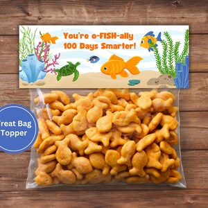 Goldfish 100th Day of School Treat Bag Topper | Fill out in Canva or Handwrite | Classroom Treat Bag | Happy 100th Day of School | Printable