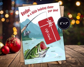 Weihnachtsgeschenkkartenhalter Angeln, Geschenke für Angler, Angelgeschenke für Ehemänner, Angelgeschenke für Männer, Angelgeschenke für Väter