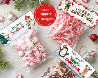 Editable Christmas treat bag label, Christmas party favor bags, Christmas treat tag, Christmas treat tag template, Christmas favors for kids