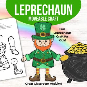 St. Patrick's Day Craft Leprechaun, Leprechaun Craft Ideas, Build a leprechaun, St. Patricks Day Leprechaun Coloring Craft, Teacher Resource